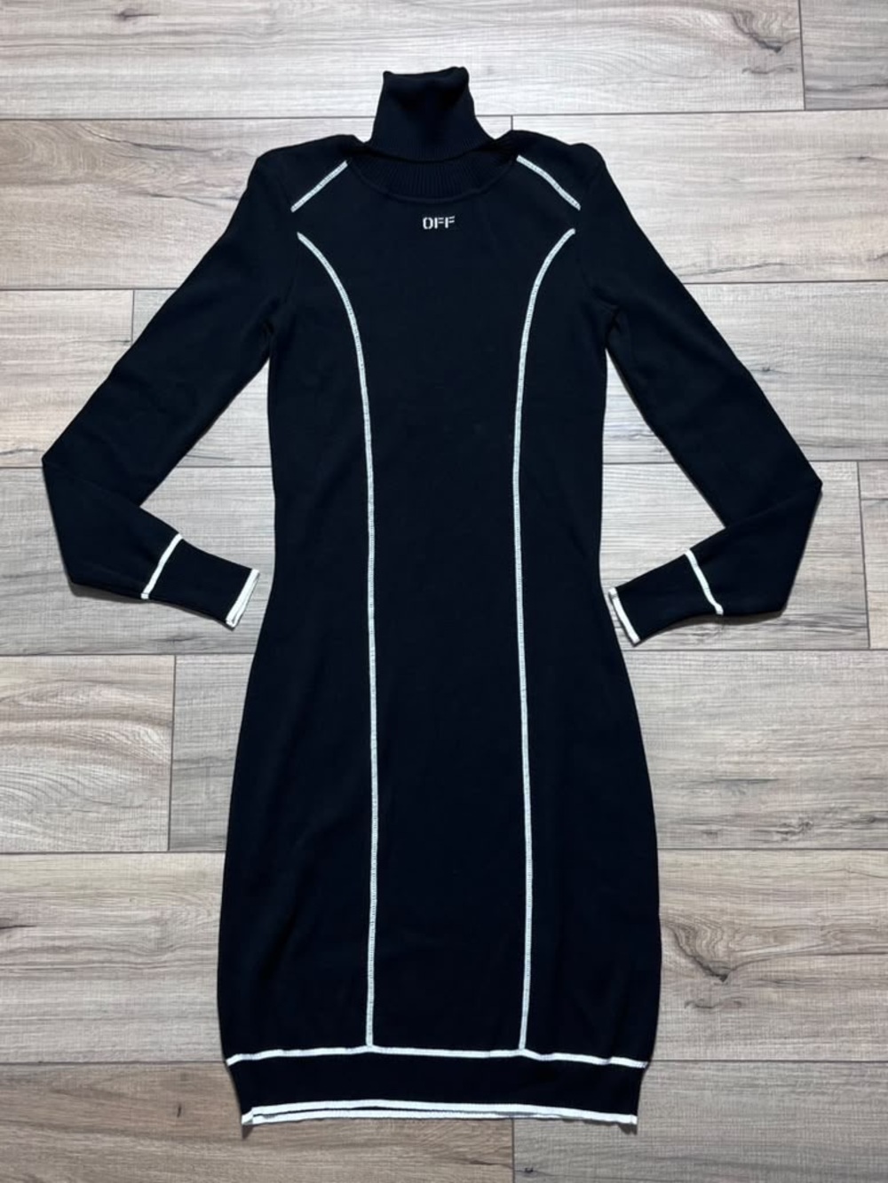Off-White C/O Virgil Abloh Athletic Knitwear Turtleneck Sheath Dress Size 40